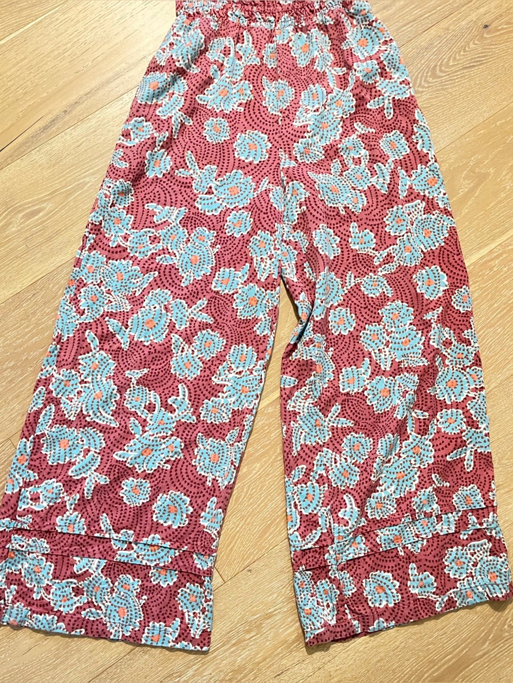 Anthropologie Rust Red and Cream Floral Wide-Leg Jumpsuit - Picture 4 of 12